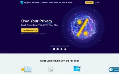 Hide.me website screenshot