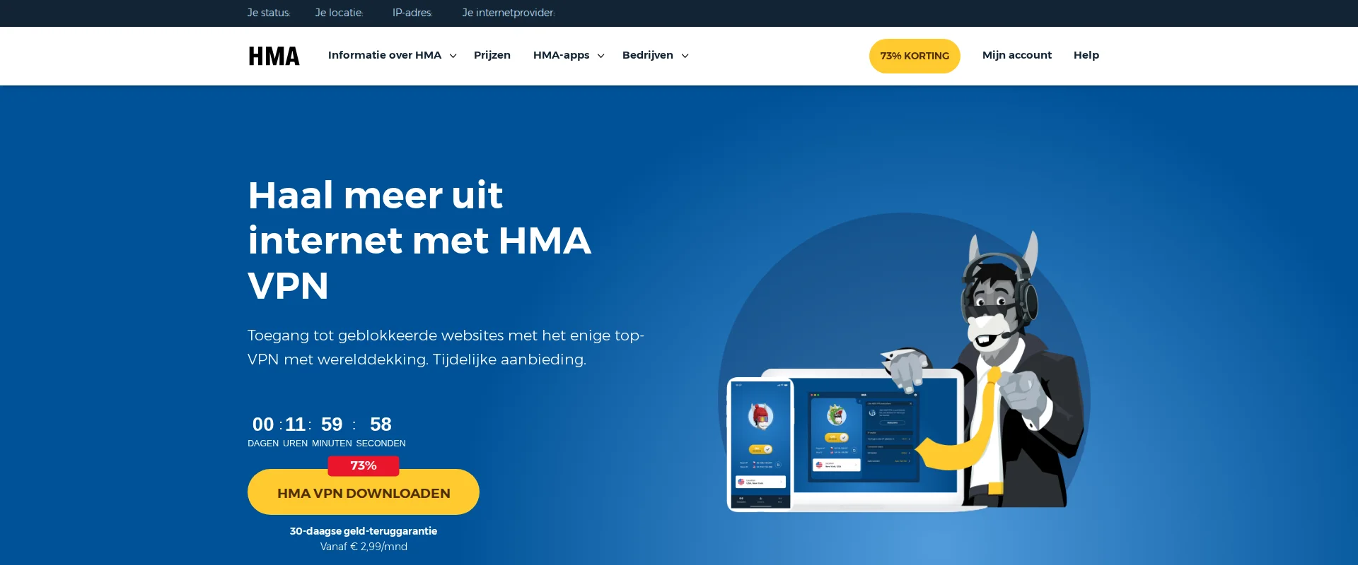 HMA VPN website screenshot