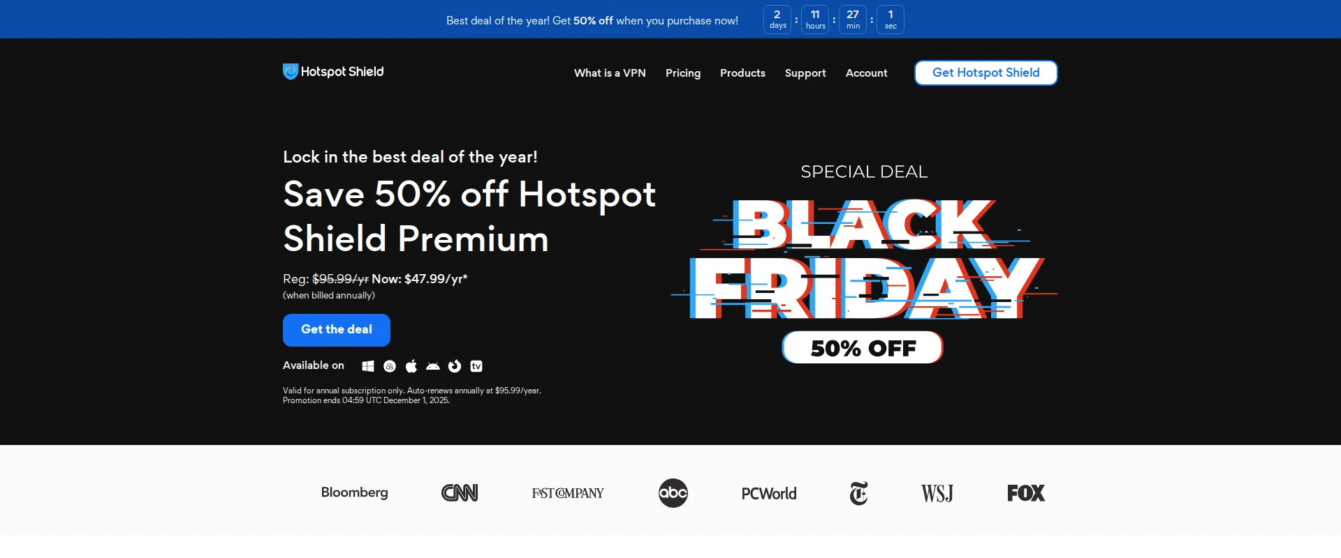 Hotspot Shield website screenshot