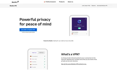 Mozilla VPN website screenshot