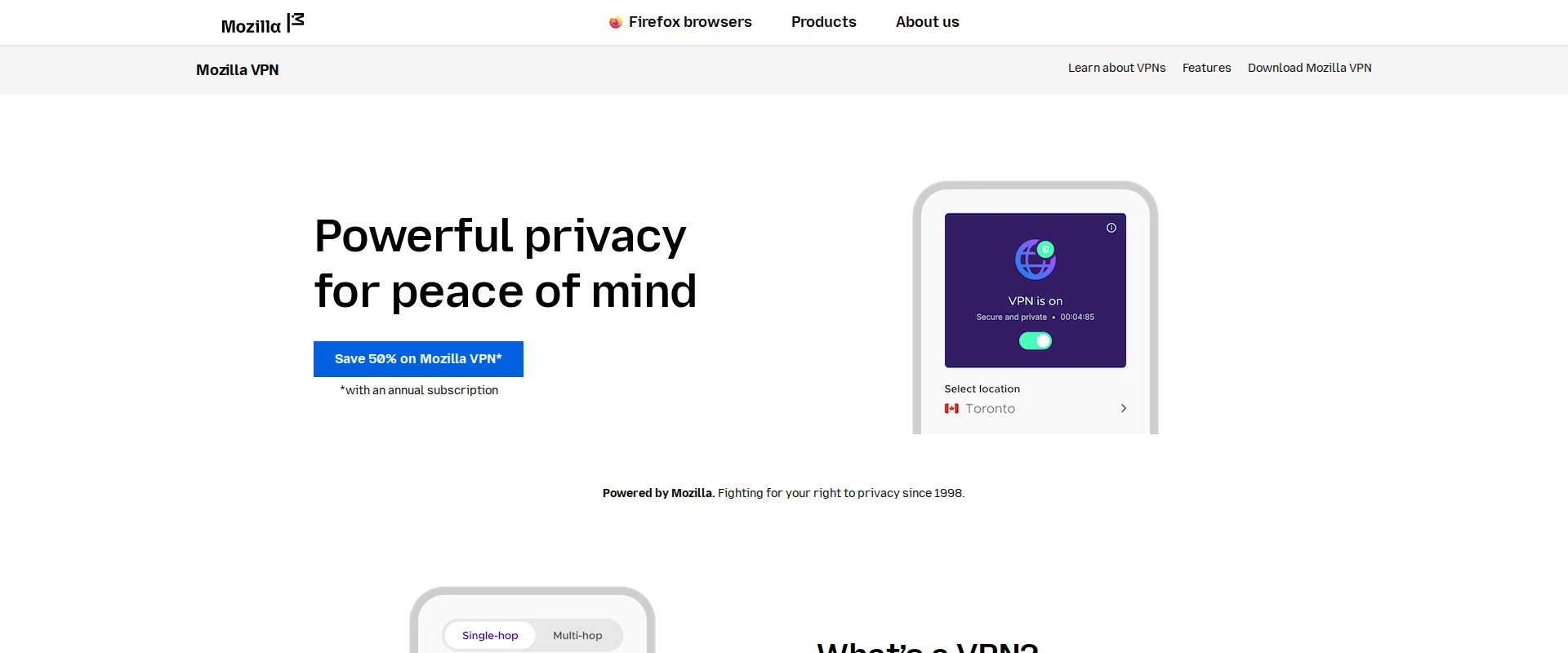 Mozilla VPN website screenshot