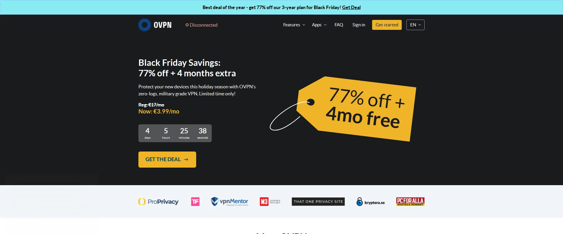 OVPN website screenshot