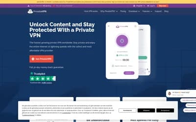 PrivateVPN website screenshot