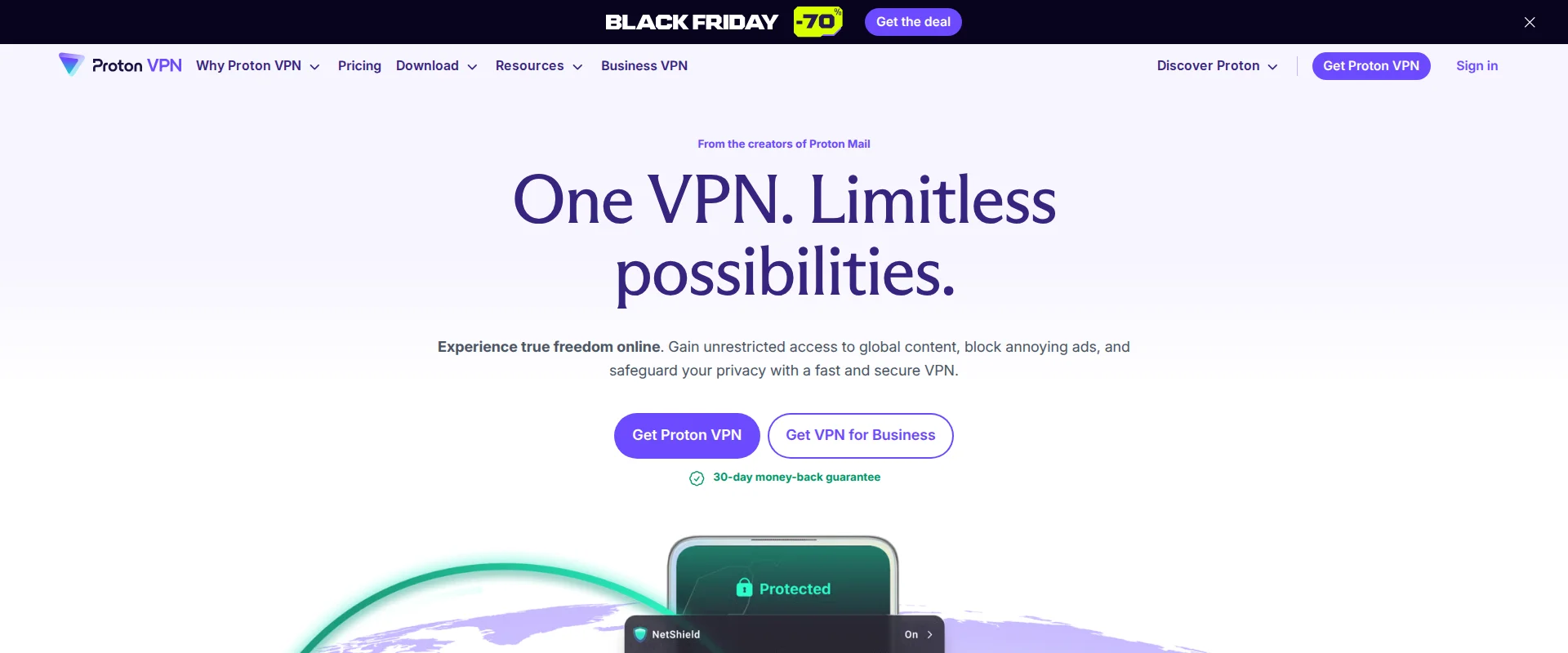 ProtonVPN website screenshot